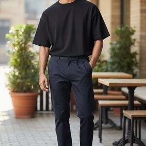 NWT Claiborne Mens Black Pants Chinos 100% Cotton Sz 34x29